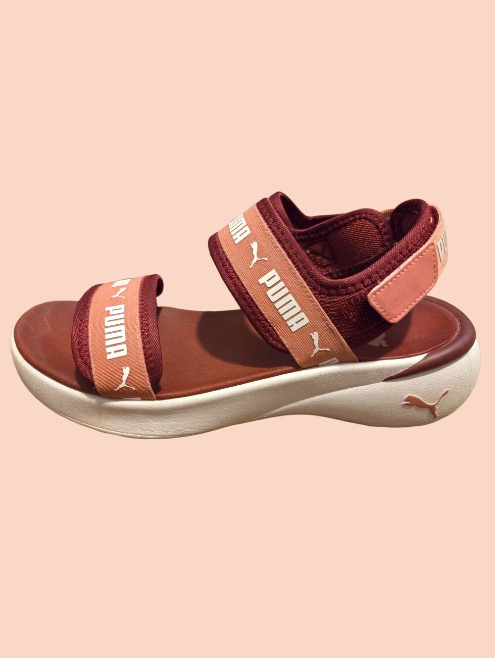 Puma Maroon and Pink Sporty Strap Sandals